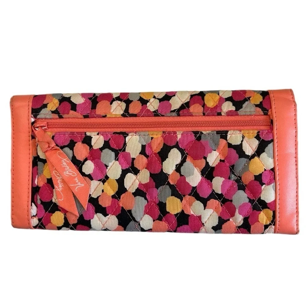 Vera Bradley Trifold Wallet Pixie Confetti Magnetic Closure Coral - Picture 2 of 6